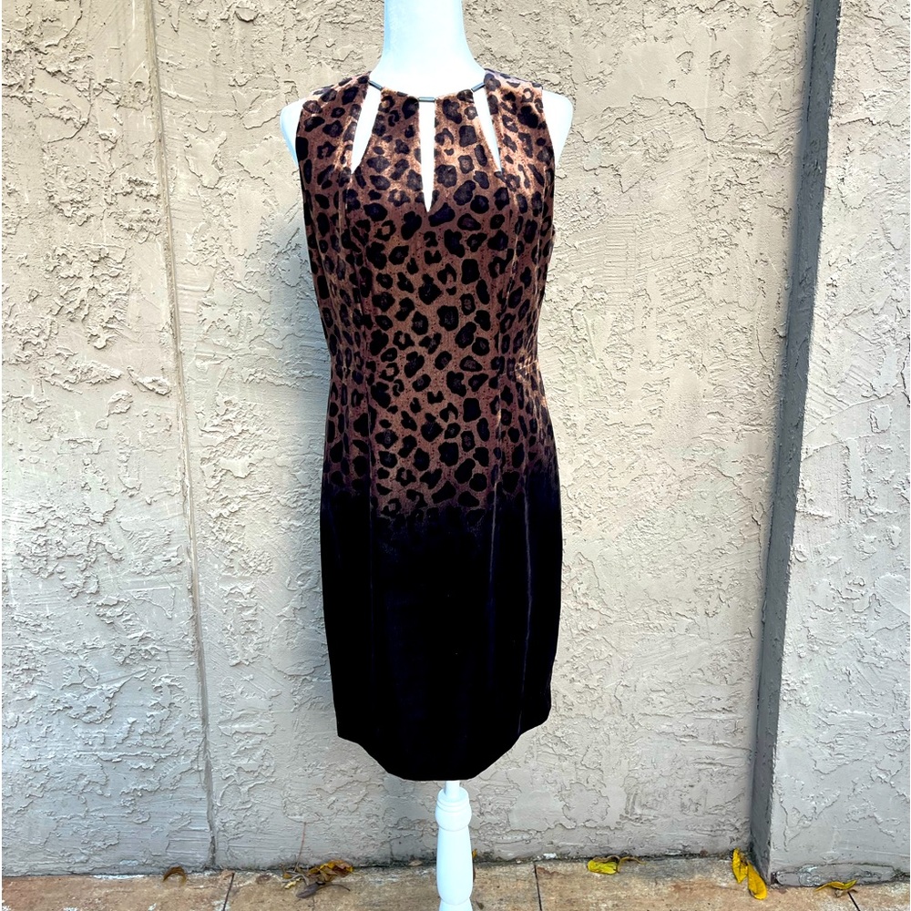 New Elie Tahari Leopard Ombré Dress with Cutouts Size 6